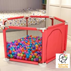 قفص لعب للأطفال قابل للطي آمن وواسع مع 30 كرة ملوّنة للاستخدام الداخلي والخارجي (130 سم)